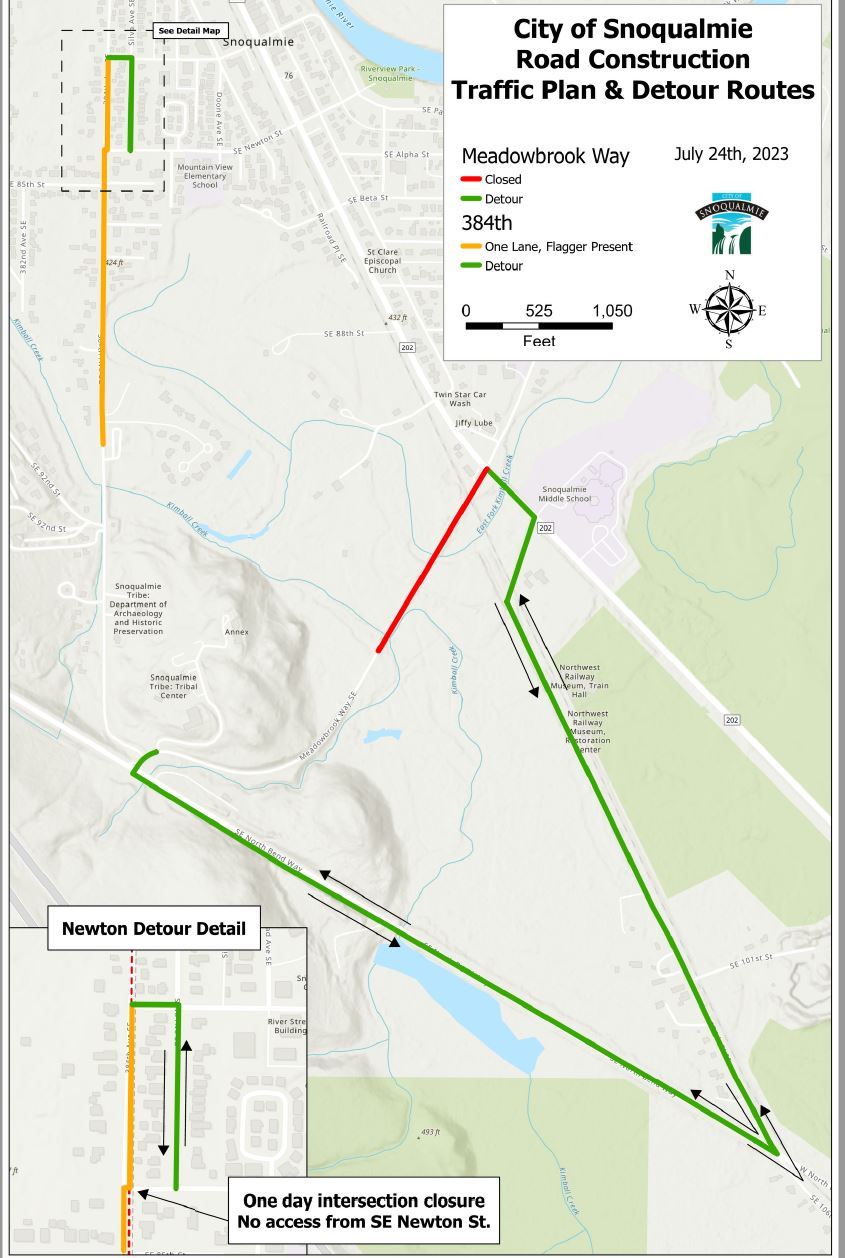Meadowbrook Way 384th detour and traffic plan